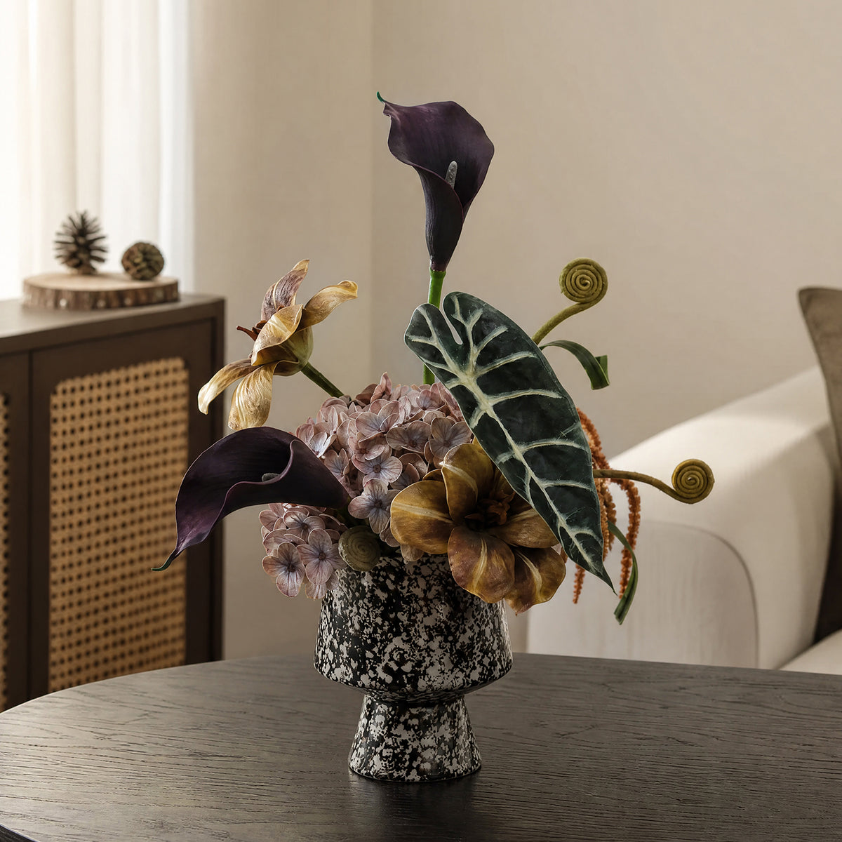 Peacock Petite Faux Floral Arrangement