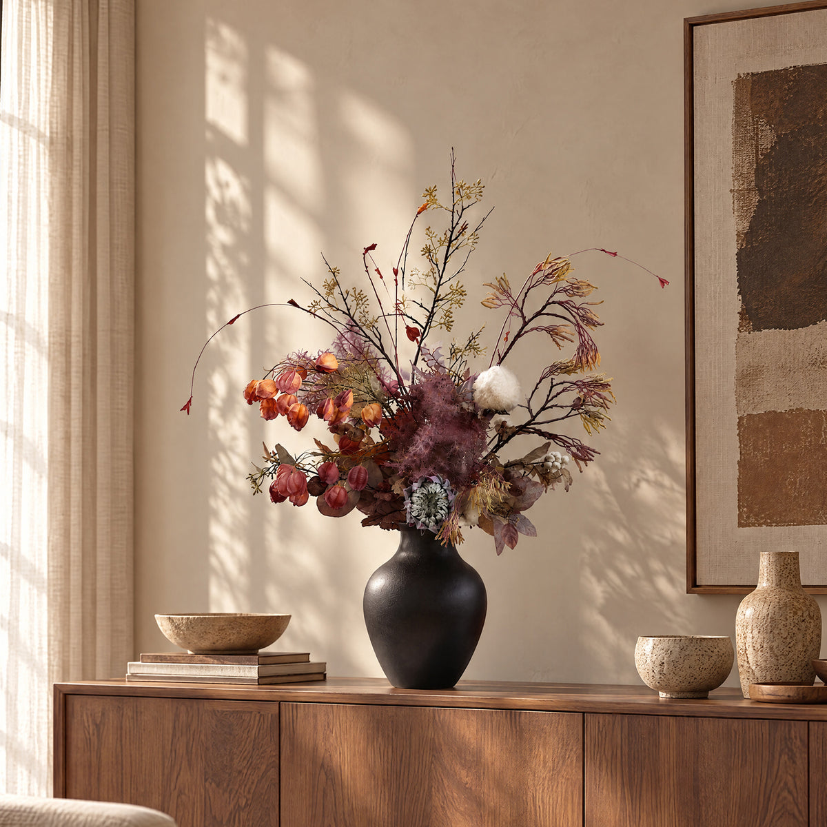 he Jinran Brocade Sculptural Floral Bouquet