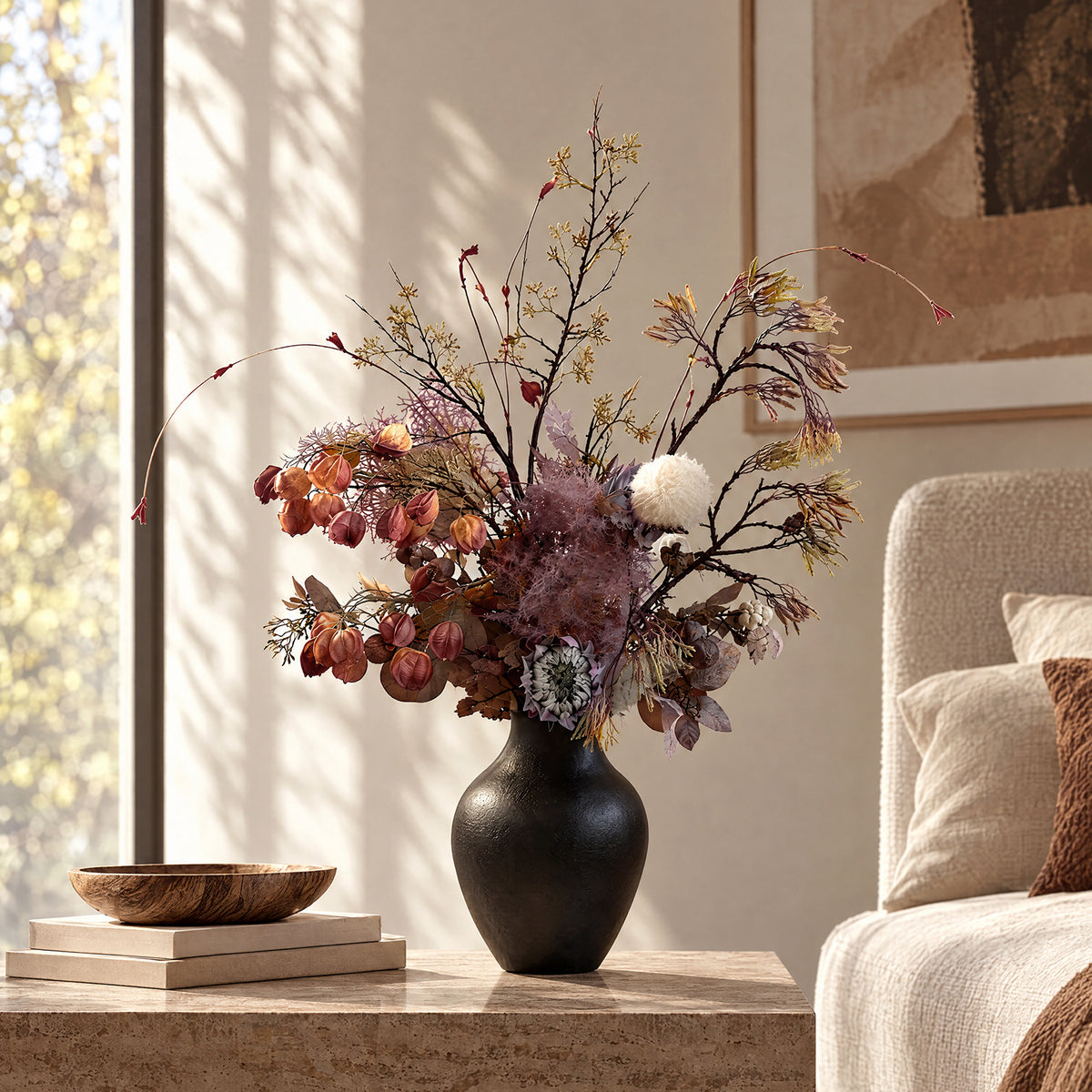 he Jinran Brocade Sculptural Floral Bouquet